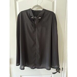 Emery Rose Women’s Size Large Black Poncho Blouse Top With Bow